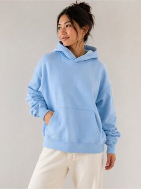 Graviet Sky Blue 100% Cotton Fleece Hoodie Sweatshirt Sz Medium